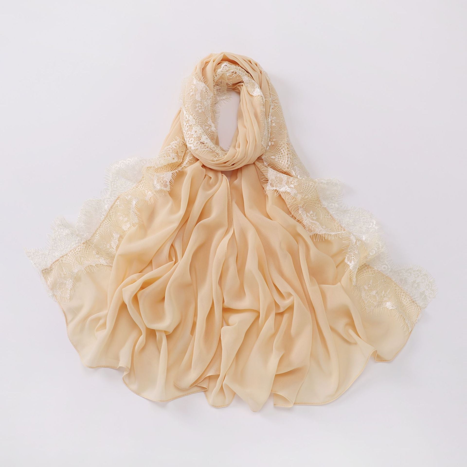 New chiffon eyelashes lace edge scarf gauze middle eastern headscarf hijab