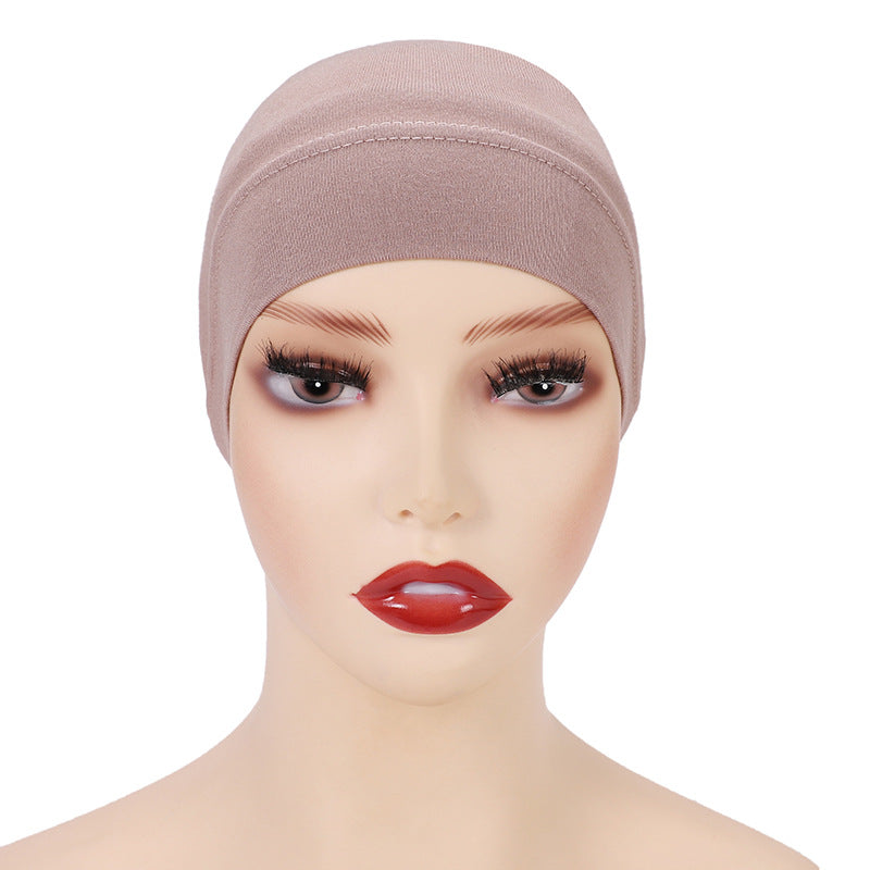 Modal monochrome tube hat bottoming cap, high elastic mercerized cotton women's Arabian scarf cap