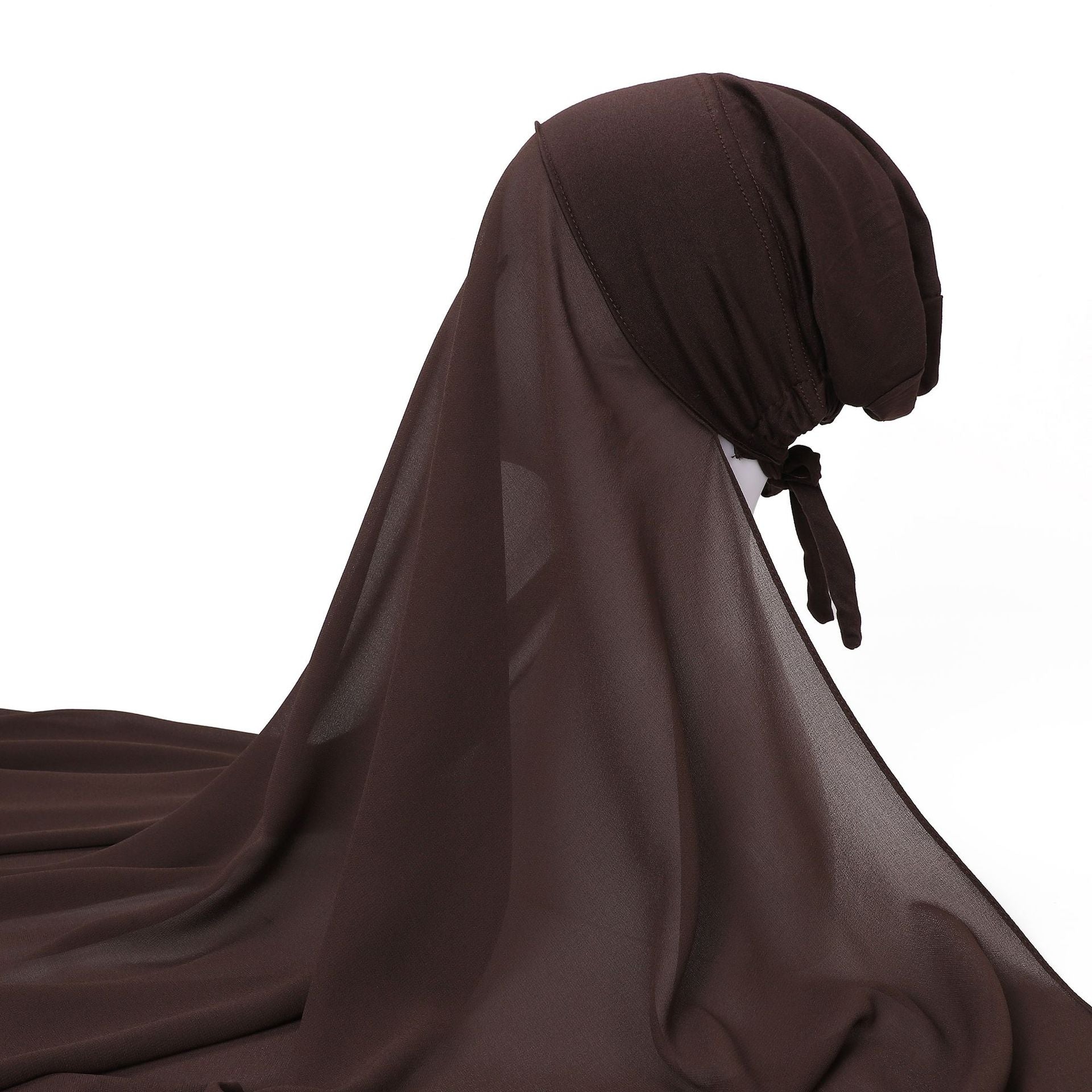 Pearl chiffon bottoming hat set, scarf, milk silk comfortable pullover hat, lazy headscarf.