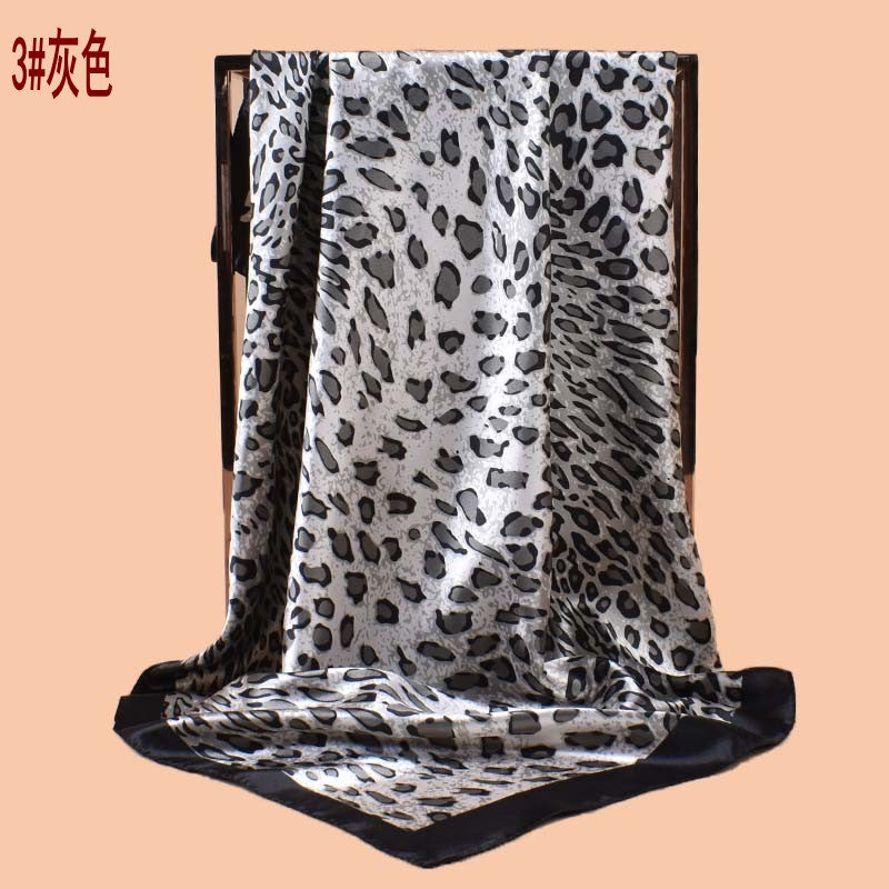 2025 New 90cm-color Cub Leopard Print Versatile Printed Square Scarf with Sunscreen, Bag Head Silk Scarf Decoration, Scarf