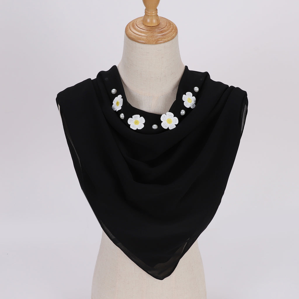 New fashion gardenia pearl chiffon square scarf  scarf 90cm square scarf