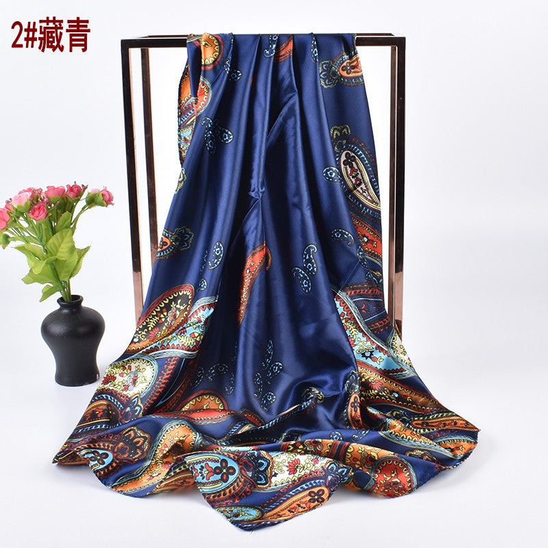 New Fashion Retro Cashew Nut Pattern Printing 90 * 90 Satin Large Square Scarf Silk Scarf