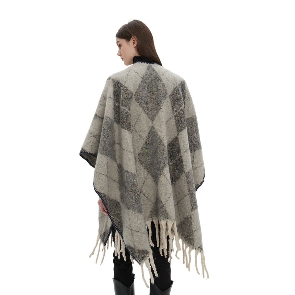 Shawl 2025 new European and American autumn and winter circle yarn imitation mohair thickened jacquard shawl