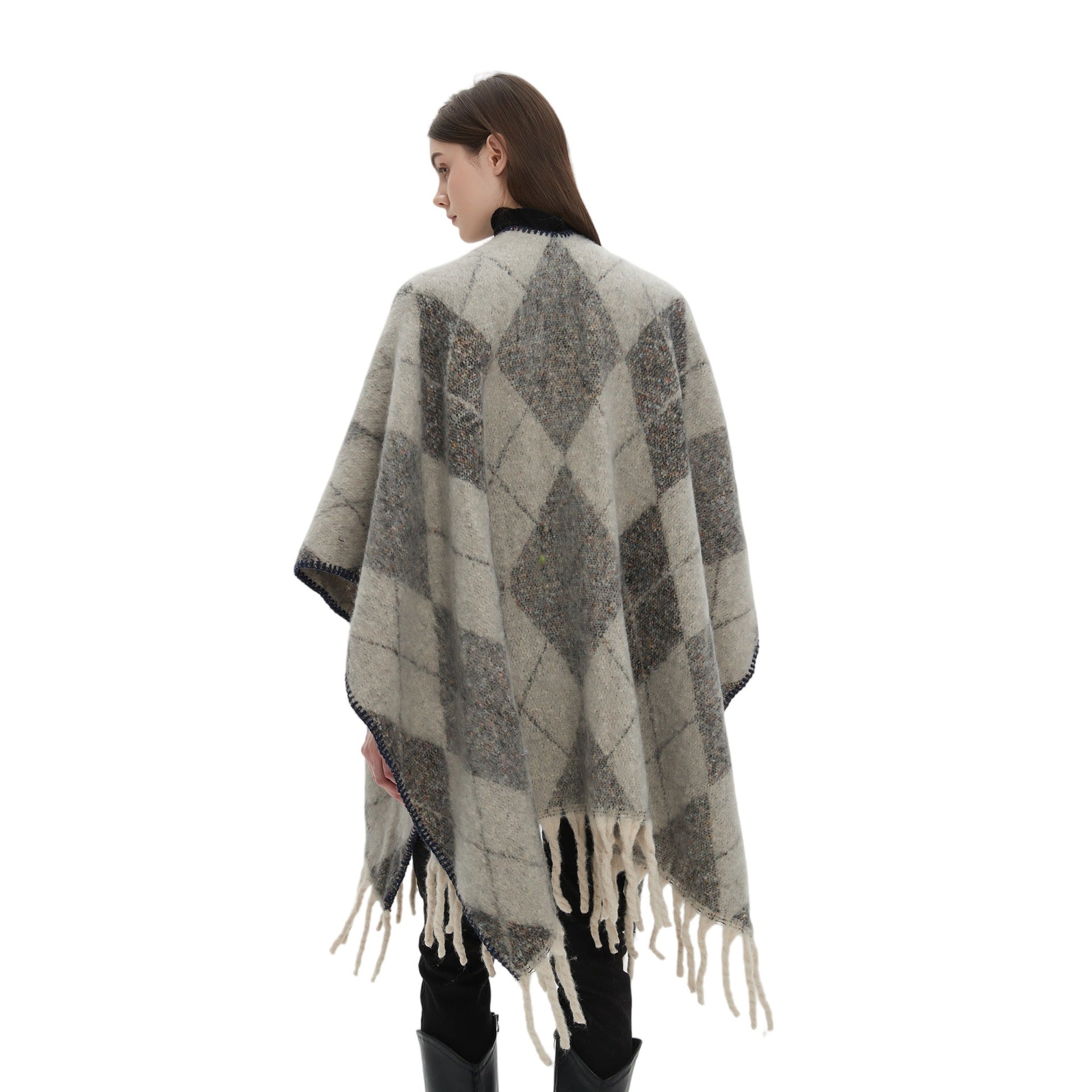 Shawl 2025 new European and American autumn and winter circle yarn imitation mohair thickened jacquard shawl