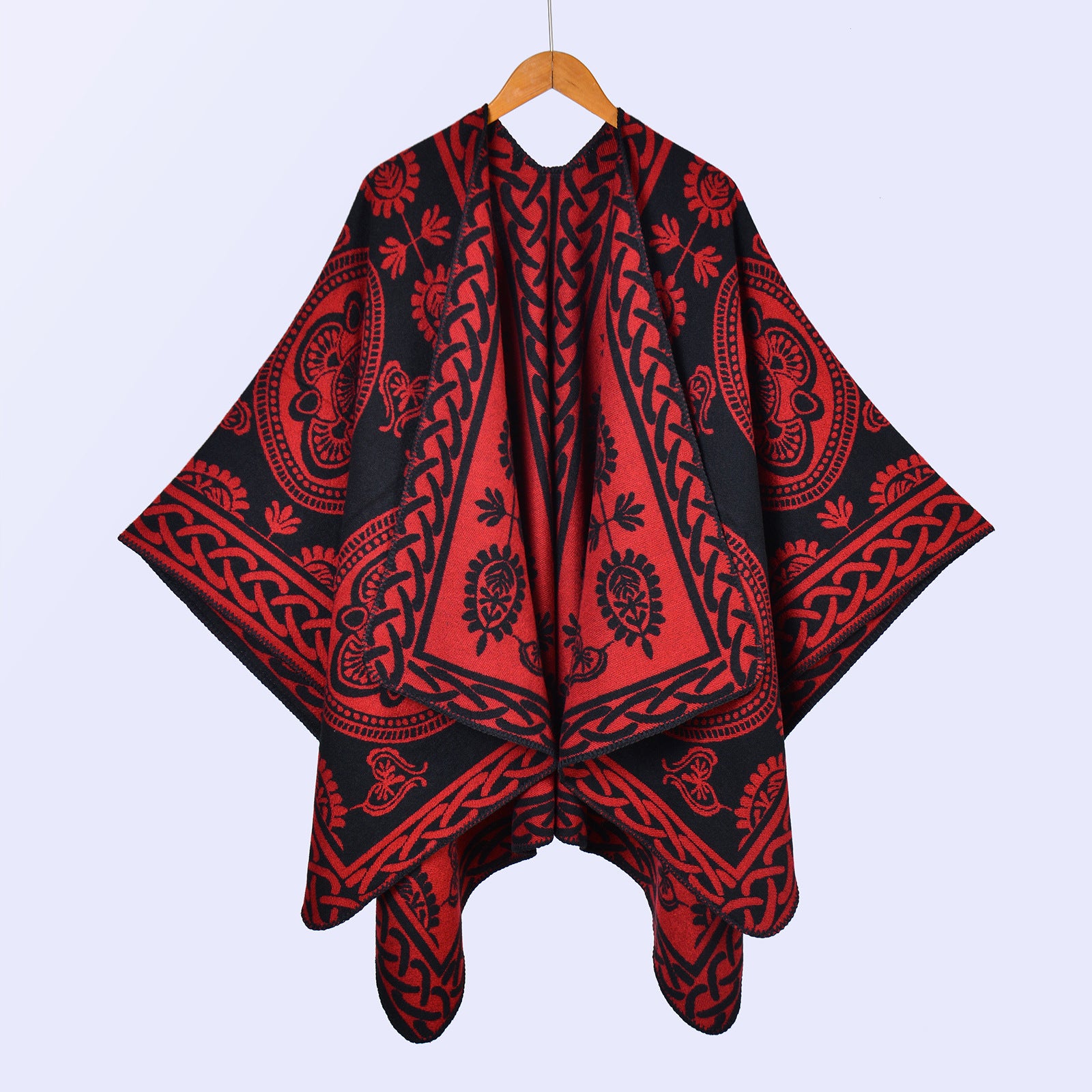 New women's scarves and shawls on European and American streets, thickened imitation cashmere jacquard split warm cape in autumn and winter