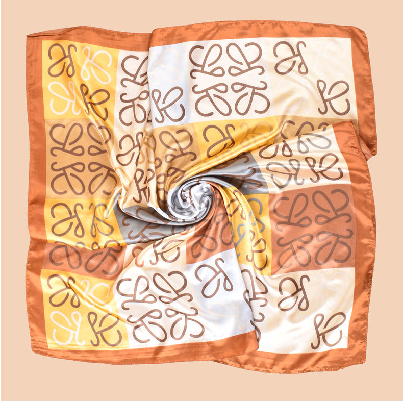 The new foreign style is simple, European versatile 90-satin, printed square scarf, head bag, silk scarf, shawl.