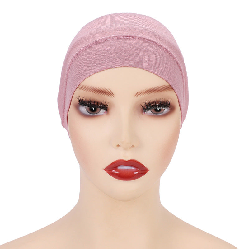 Modal monochrome tube hat bottoming cap, high elastic mercerized cotton women's Arabian scarf cap