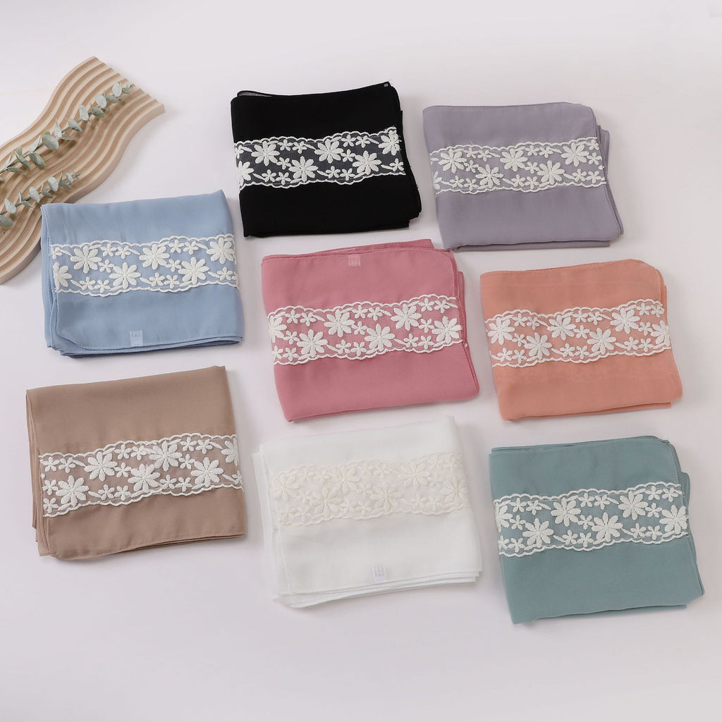 New lace pearl chiffon scarf,  scarf, Middle East, Africa, Malaysia, Indonesia headscarf