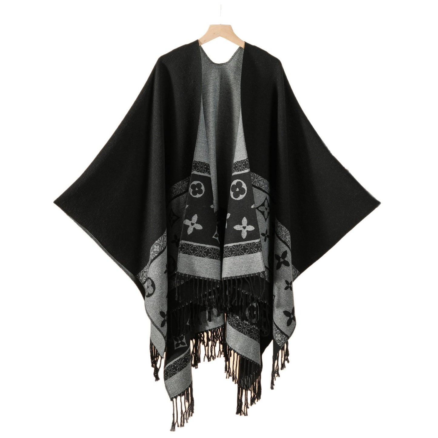 New old money style European and American big-name fashion shawl cape women's autumn and winter street show warm outer cape
