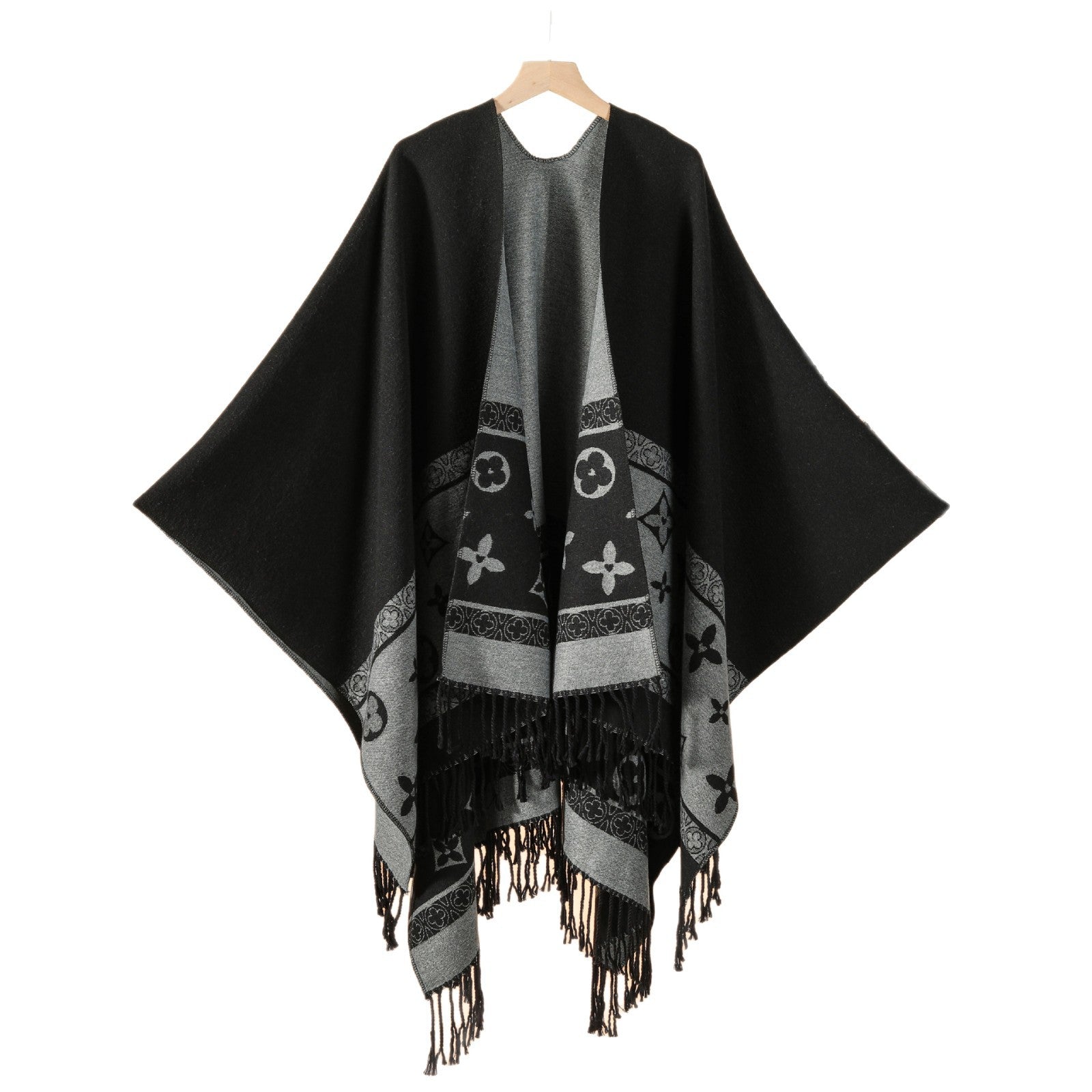 New old money style European and American big-name fashion shawl cape women's autumn and winter street show warm outer cape