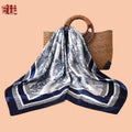 2025 spring and summer ink painting printing versatile decorative scarf headscarf silk scarf 90 high-quality satin square scarf