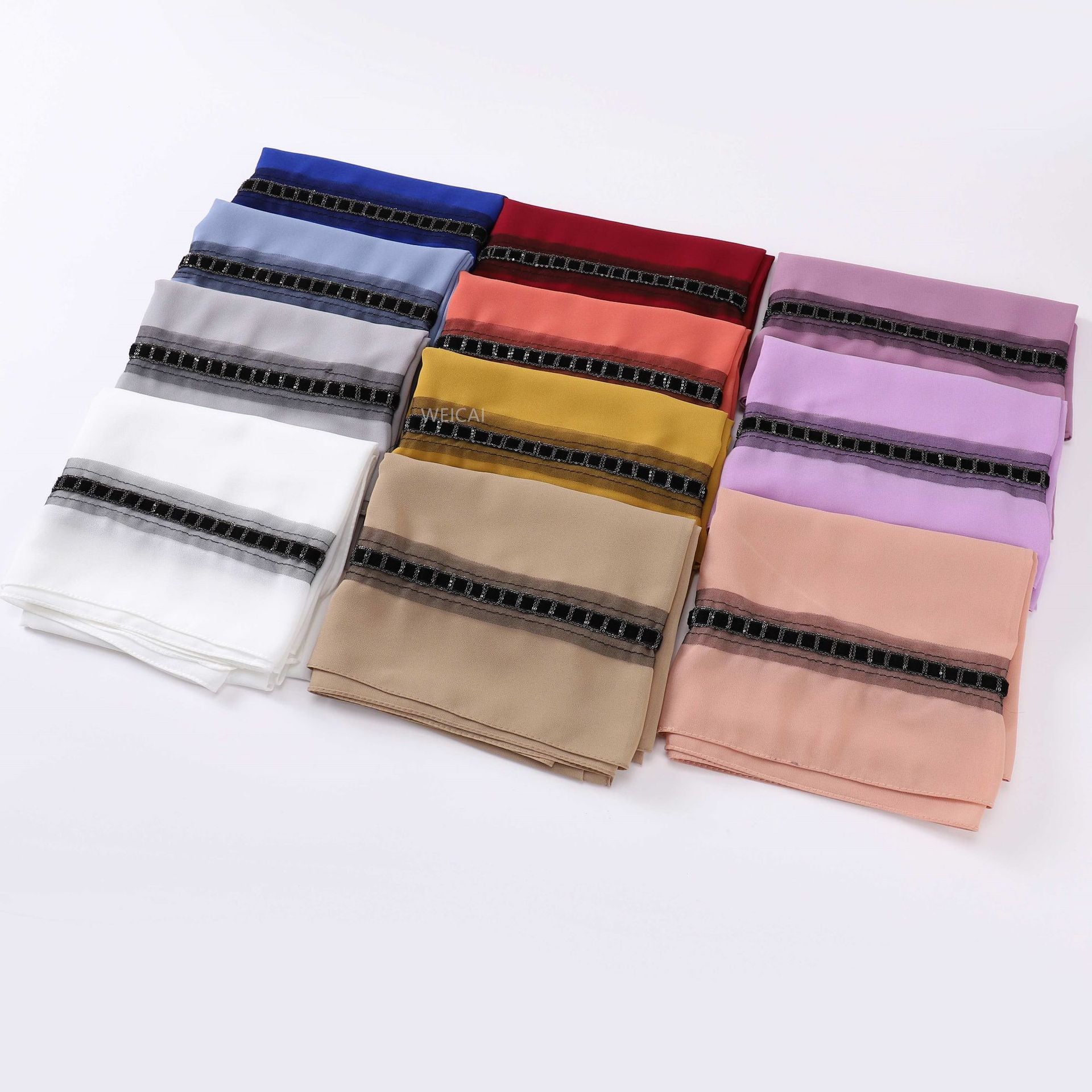 New solid color pearl chiffon chain lace jewelry  scarf headscarf bubble scarf Middle East Malay headscarf