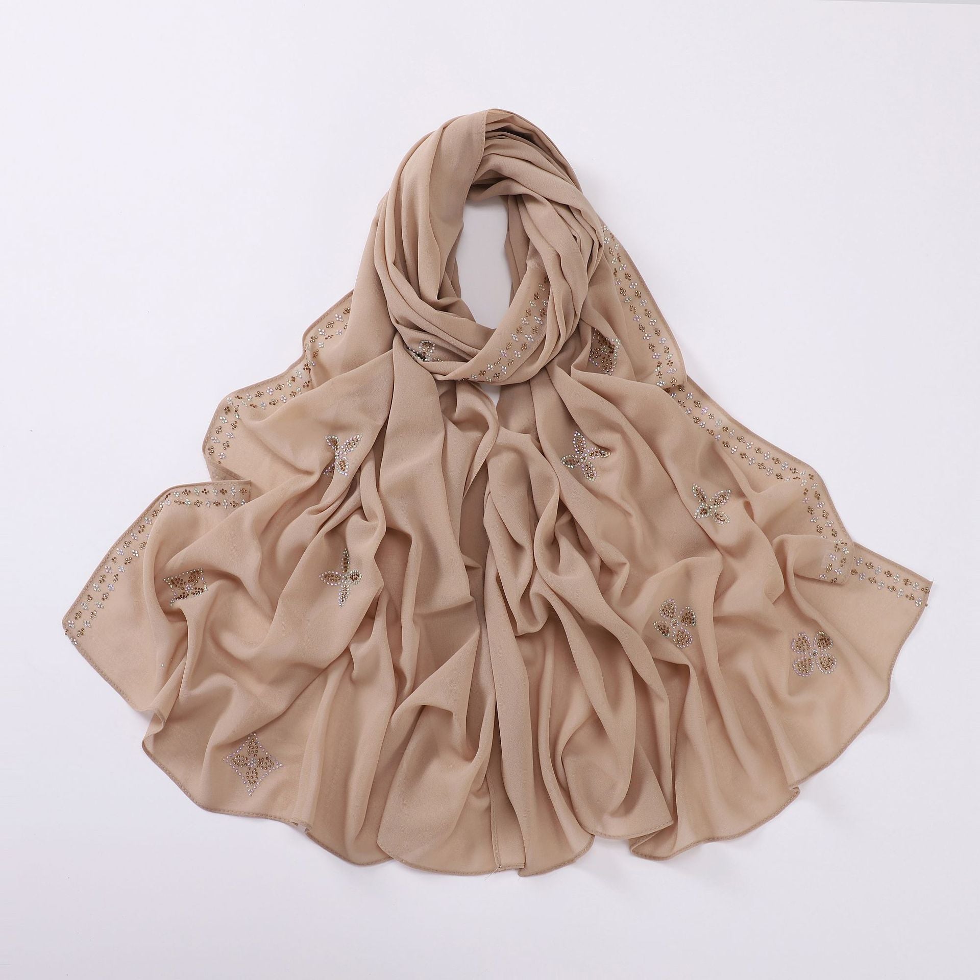 New pearl chiffon long towel boutique hot diamond yarn Middle East and Africa headscarf hijab