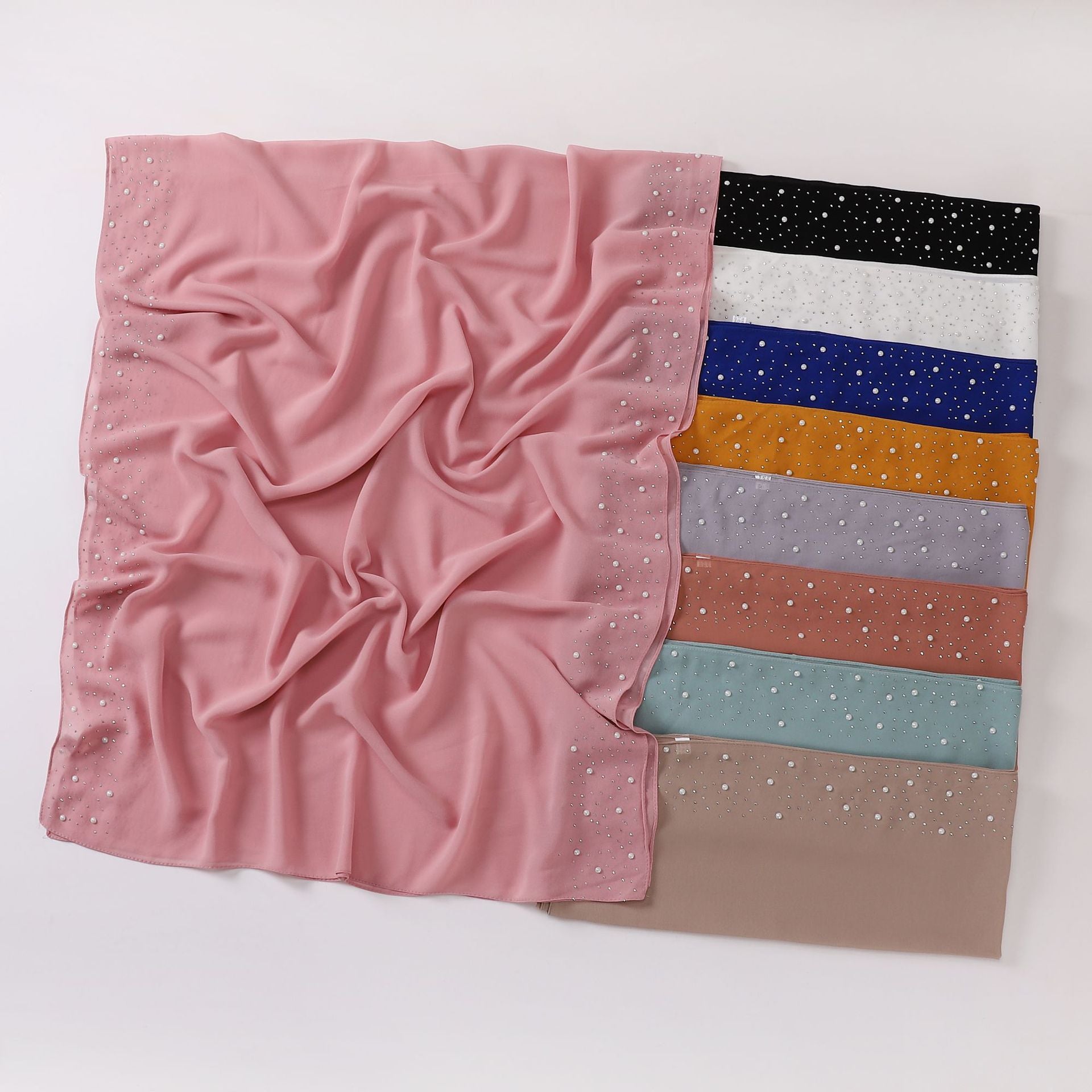 Pearl chiffon both sides ceramic hot diamond Malaysian headscarf Middle East Africa hijab