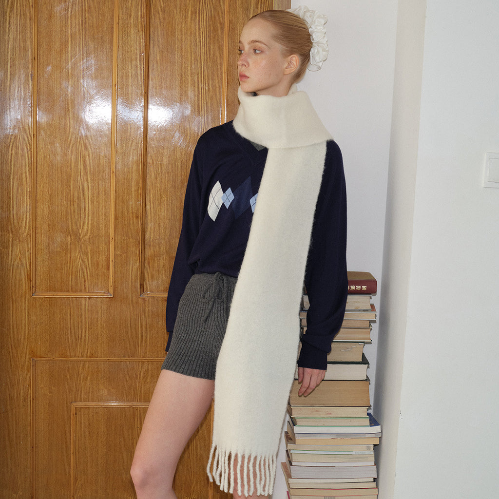 42% Alpaca Peru Alpaca Hair Scarf Women's Winter Solid Color Light and Warm Wool Scarf Alpaca