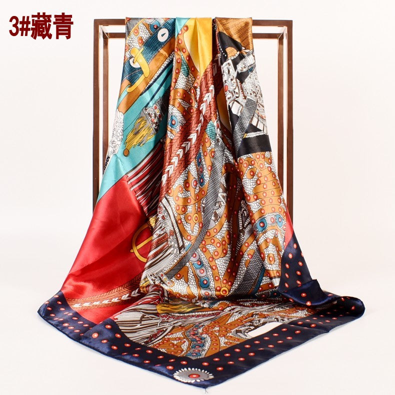 Autumn and winter new street 90 * 90 fashion satin square scarf, silk scarf, scarf, shawl