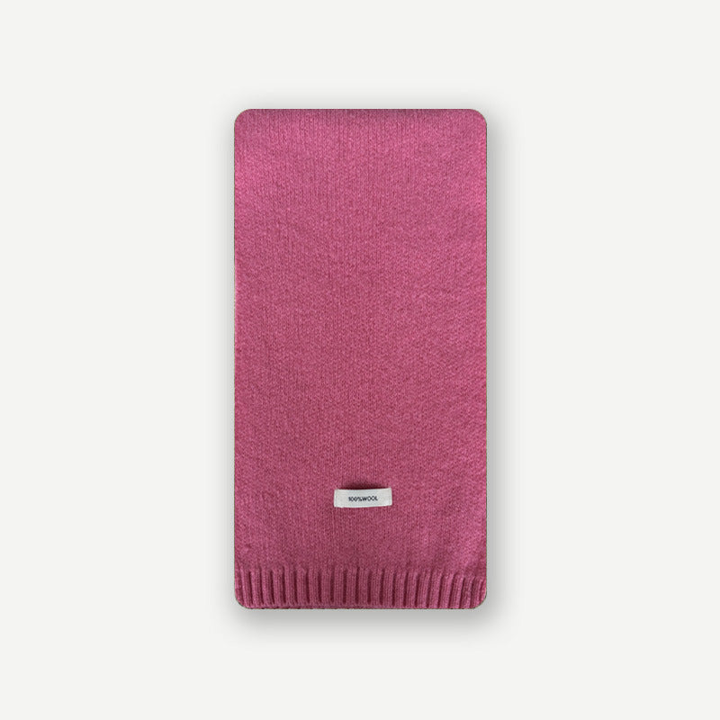 Selected Australian 100% pure wool scarf women's winter solid color soft warm knitted wool scarf Korean version ins