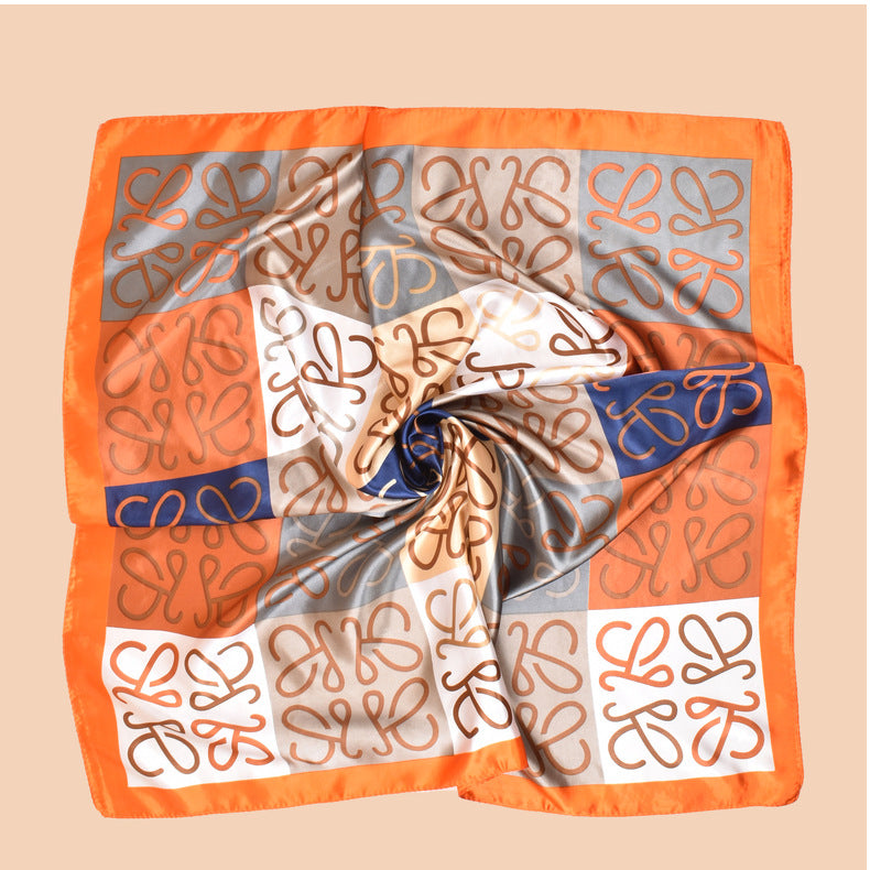 The new foreign style is simple, European versatile 90-satin, printed square scarf, head bag, silk scarf, shawl.