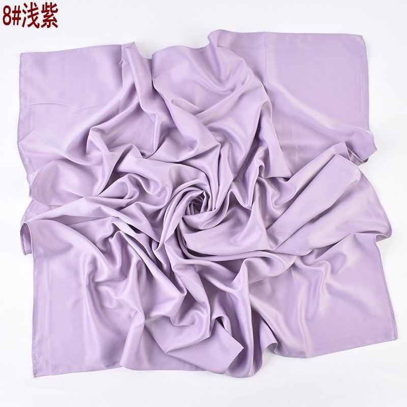 Autumn and winter new Malaysian imitation silk matte satin monochrome solid color 90 plain simple square towel batch