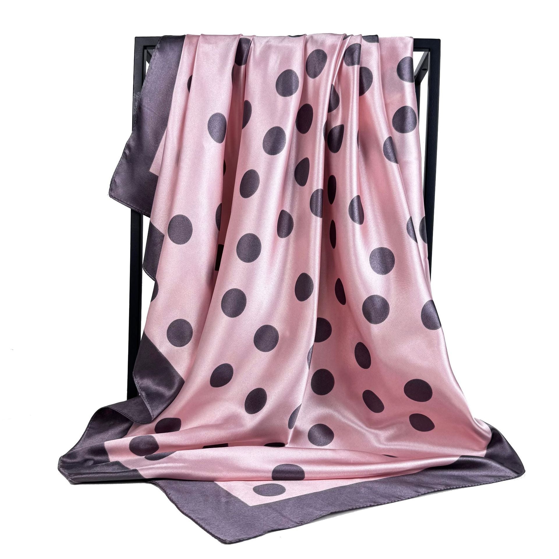 simple and elegant large polka dot printed silk scarf 90cm large square scarf, women's headscarf, yarn scarf.