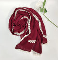 New ins fashion monochrome pearl chiffon lace fringed  scarf headscarf hijab