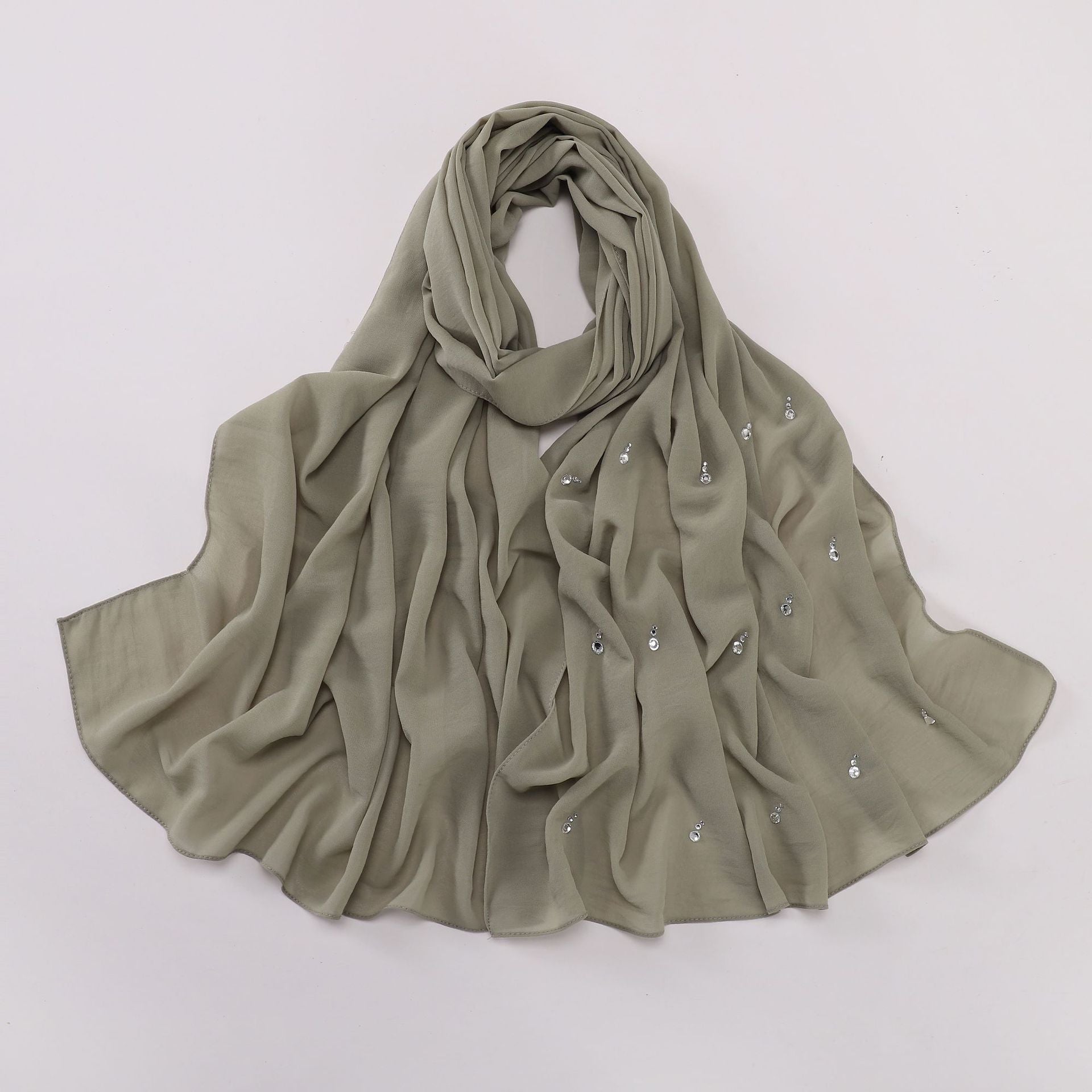 New pearl chiffon long scarf boutique tears water drop diamond scarf Middle East Africa headscarf hijab
