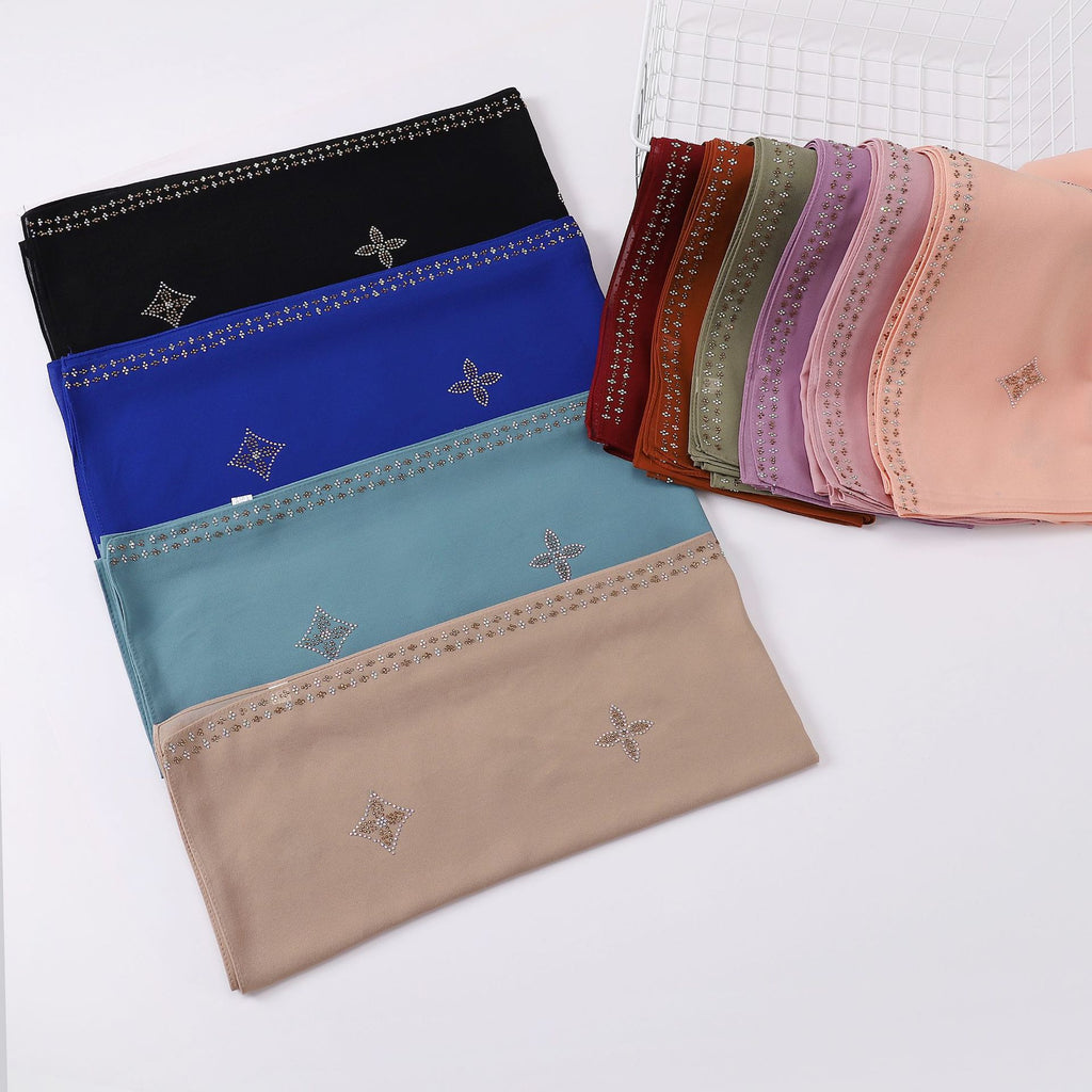 New pearl chiffon long towel boutique hot diamond yarn Middle East and Africa headscarf hijab