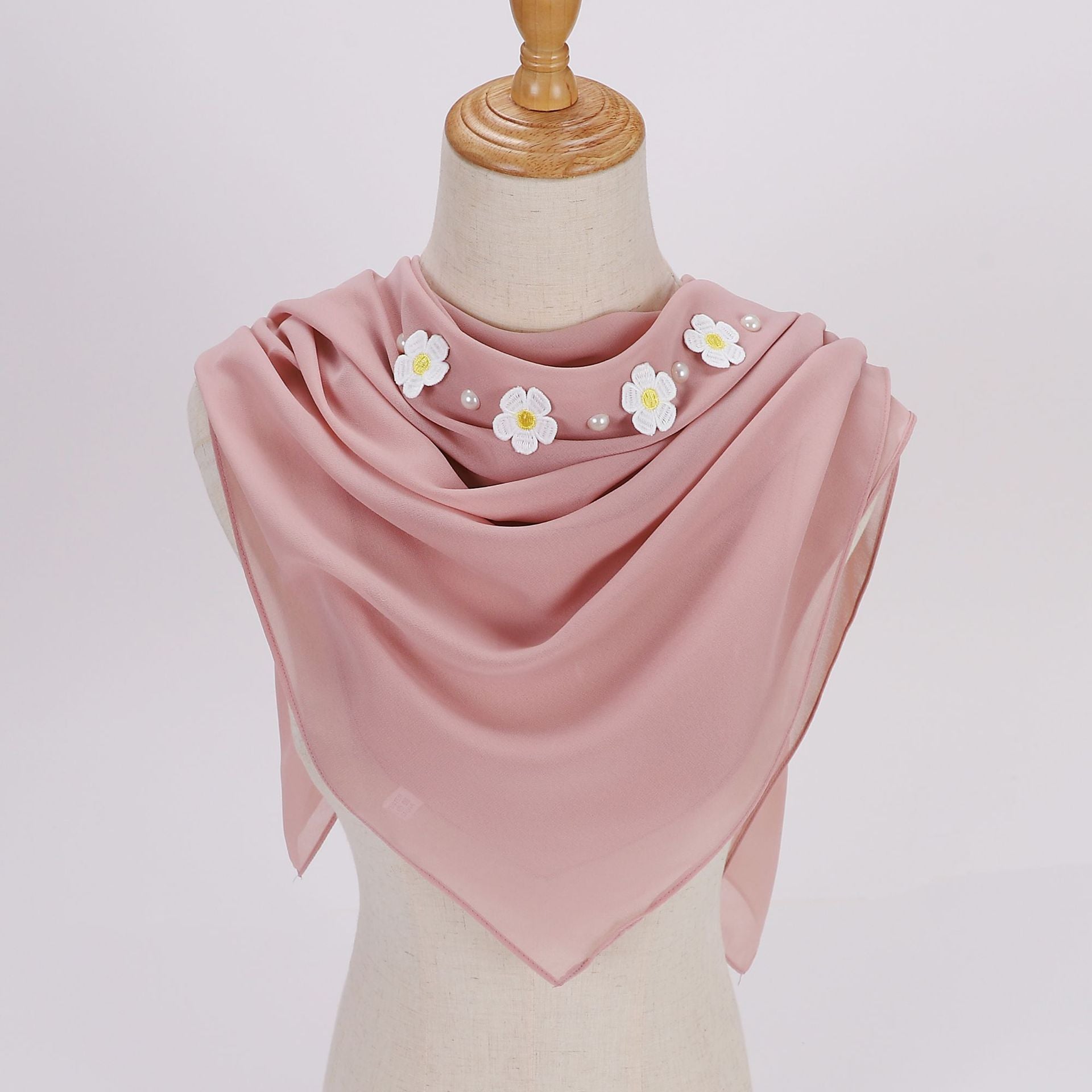New fashion gardenia pearl chiffon square scarf  scarf 90cm square scarf