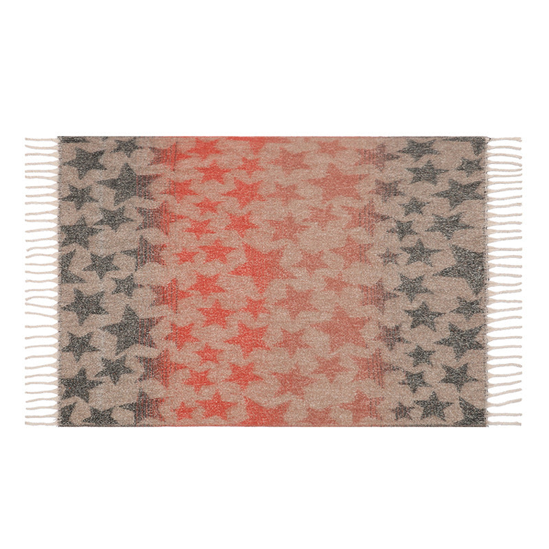 Blanket new European and American autumn and winter imitation mohair thickened large shawl jacquard star blanket