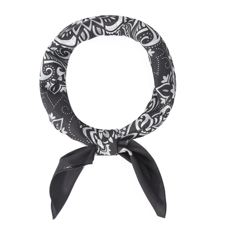 2025 new spring, summer and autumn thin headscarf double-sided printed silk scarf square scarf