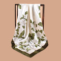 New 90cm-satin peony, flower-printed square scarf with sunscreen, head silk scarf decoration, scarf