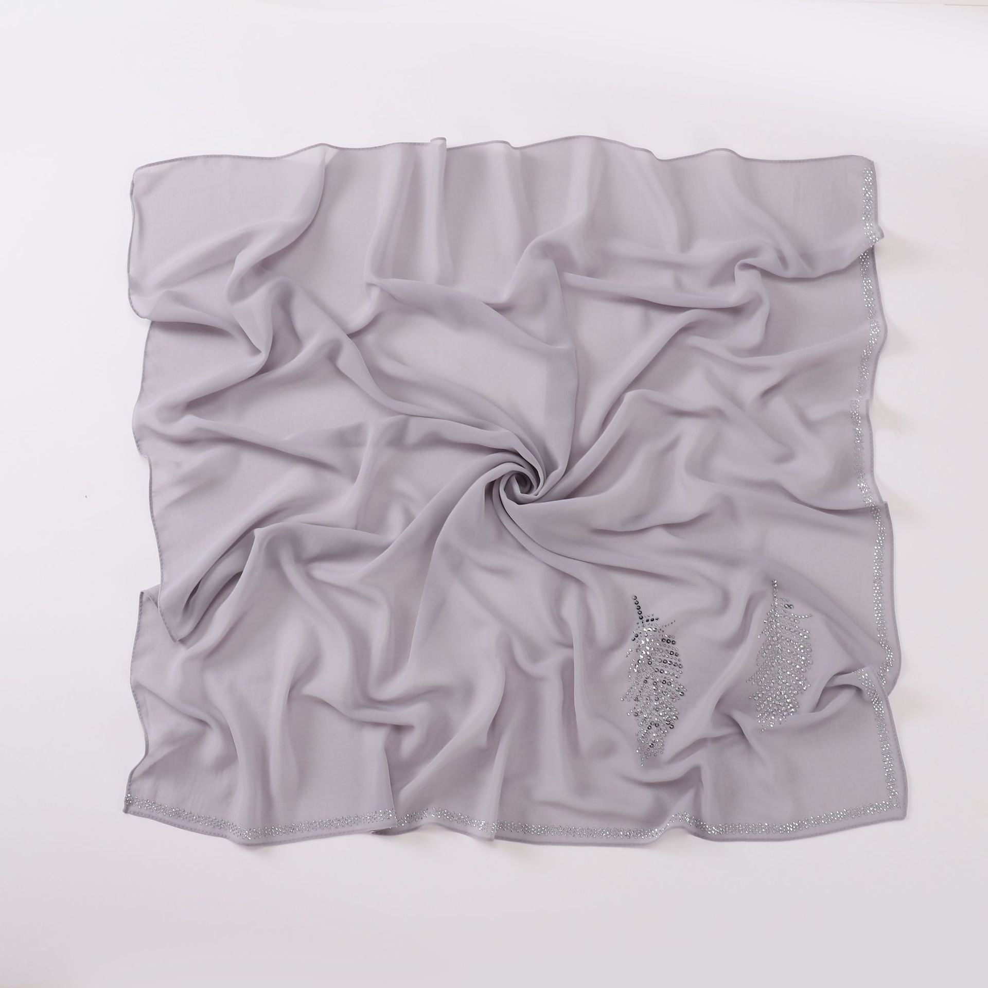 New Pearl Chiffon Hot Diamond Square Scarf 90 × 90cm High Quality Headscarf Hijab
