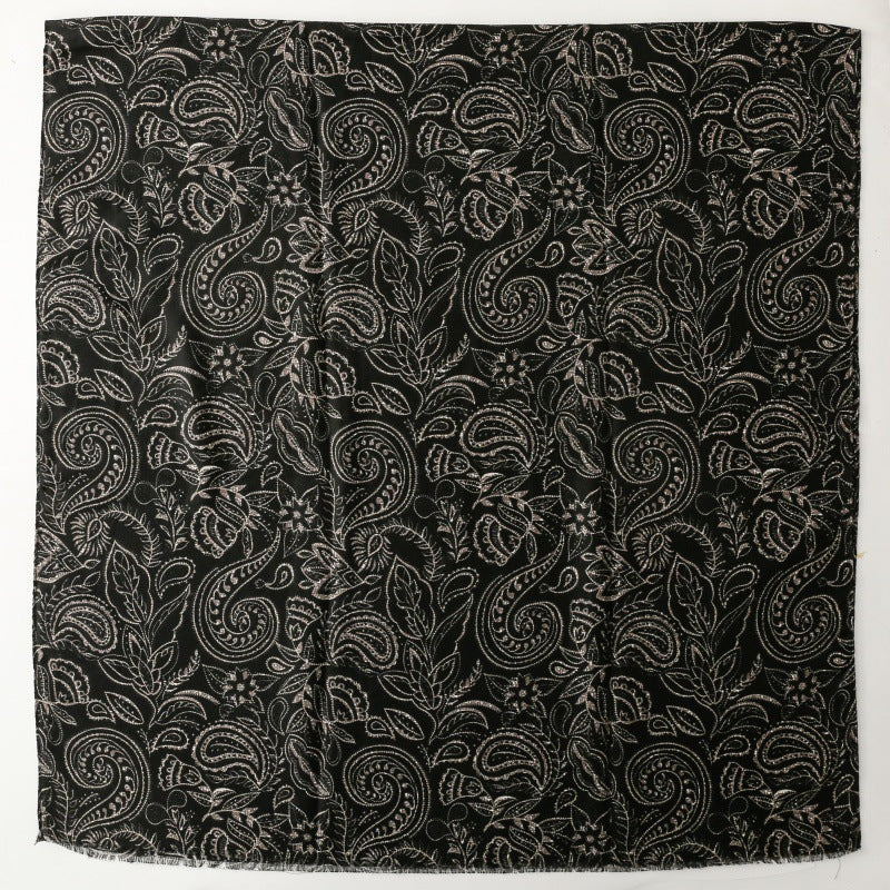 Retro ethnic style cotton and linen feel scarf positioning cashew flower silk scarf thick shawl ladies