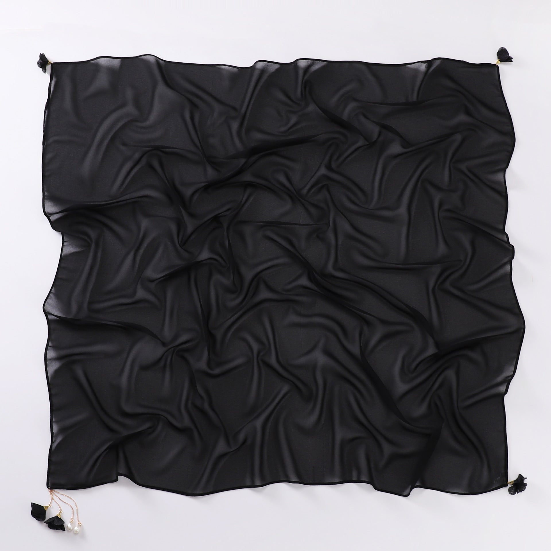 Pearl flower pendant pearl chiffon square scarf 90 * 90cm headscarf