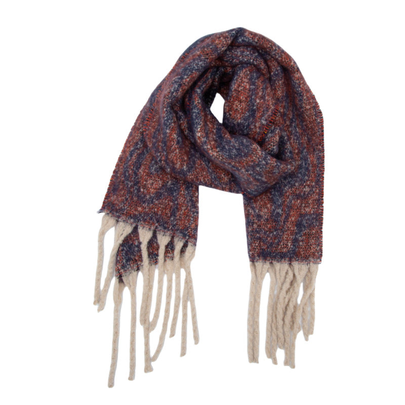 Europe, America autumn and winter circle yarn imitation mohair water ripple jacquard scarf