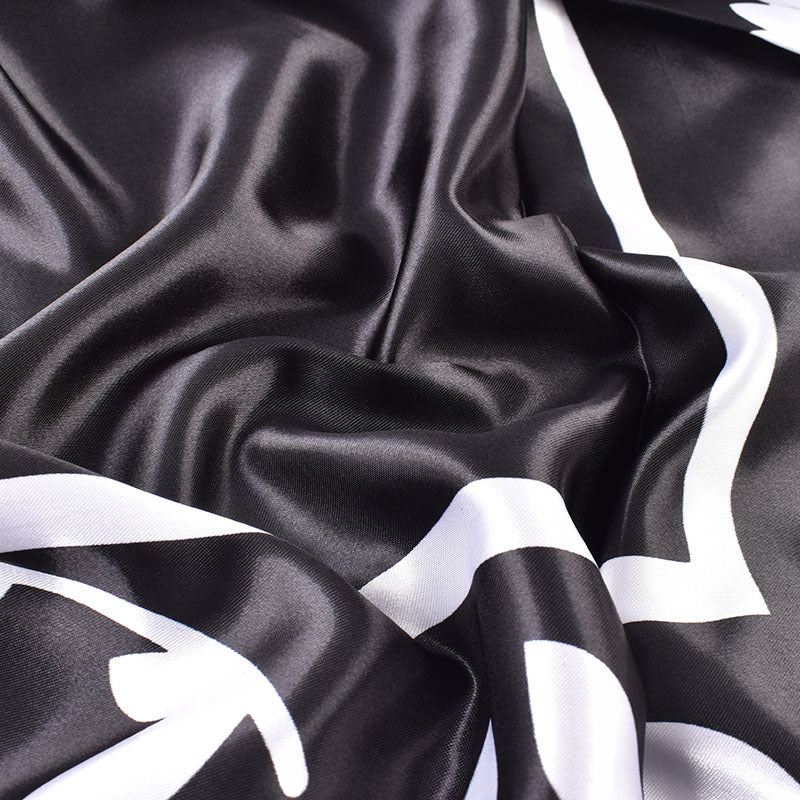 Autumn and winter new scarf black and white simple printing light luxury silk scarf 90cm satin high-end square scarf