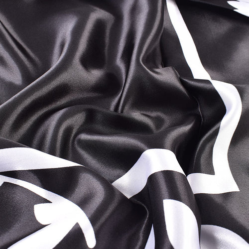 Autumn and winter new scarf black and white simple printing light luxury silk scarf 90cm satin high-end square scarf