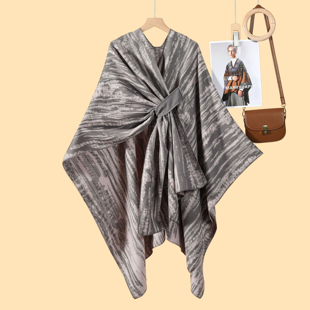 Harajuku lady literary travel photo shawl cape with new autumn and winter nostalgic retro warm cardigan