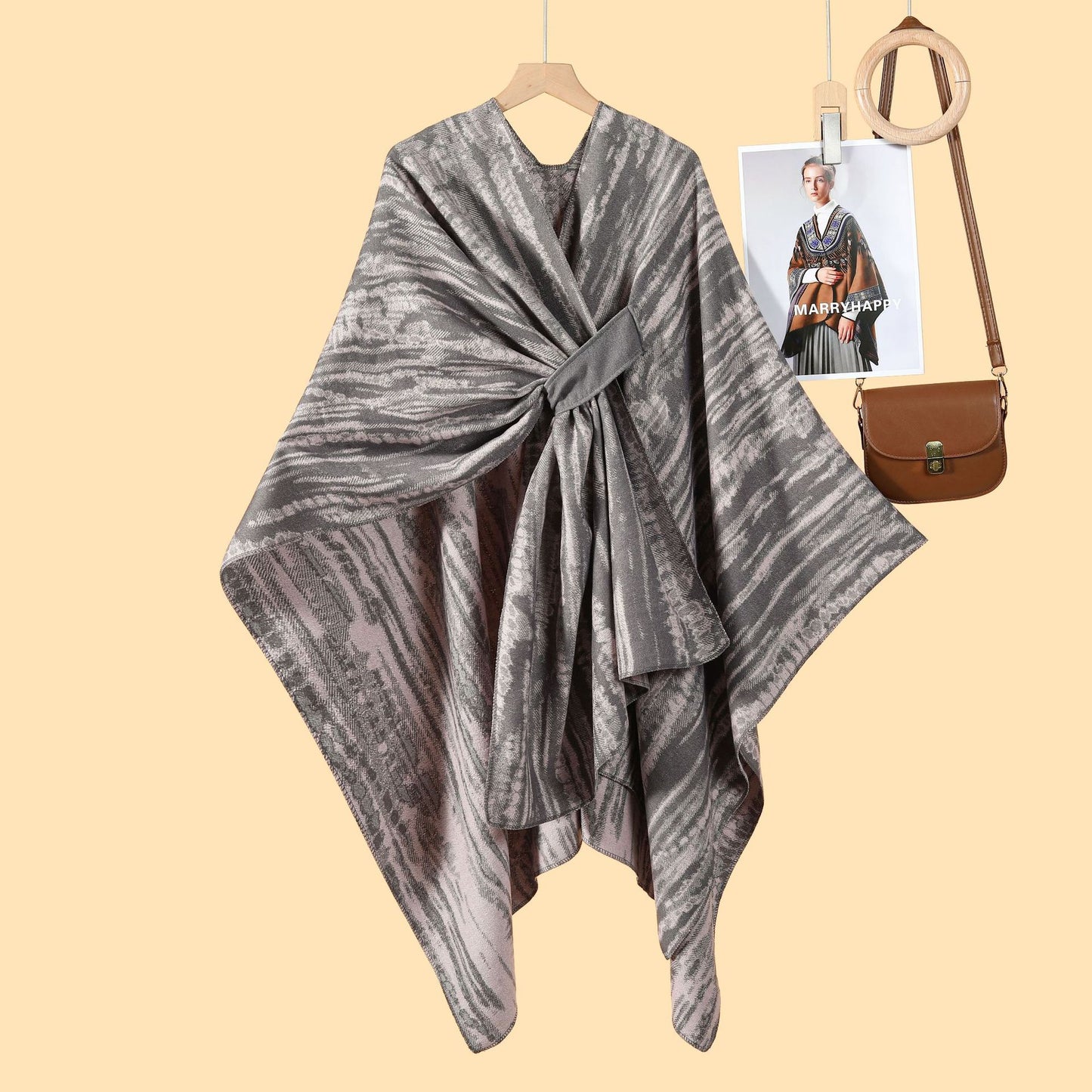 Harajuku lady literary travel photo shawl cape with new autumn and winter nostalgic retro warm cardigan