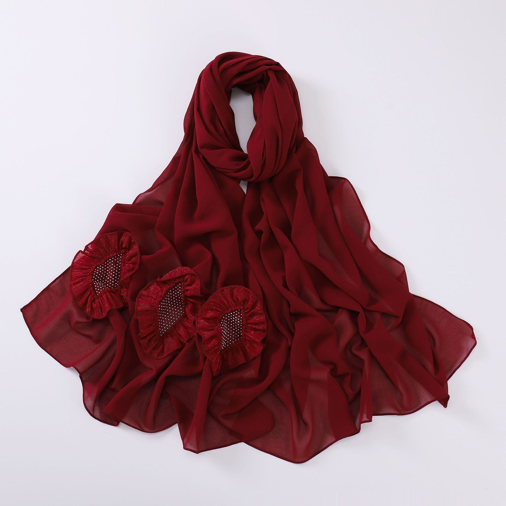 New pearl chiffon scarf, hot diamond pleated lace long scarf, Middle East and Africa headscarf, Malay hijab