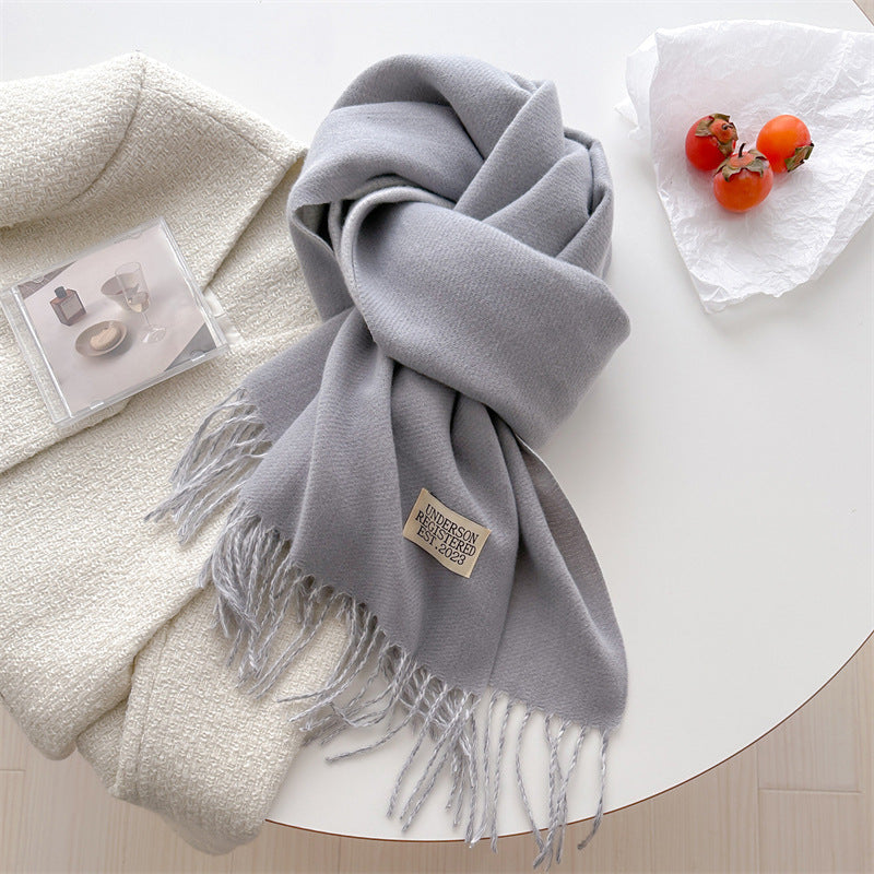 Autumn and winter new double-sided imitation cashmere scarf women's solid color long shawl scarf