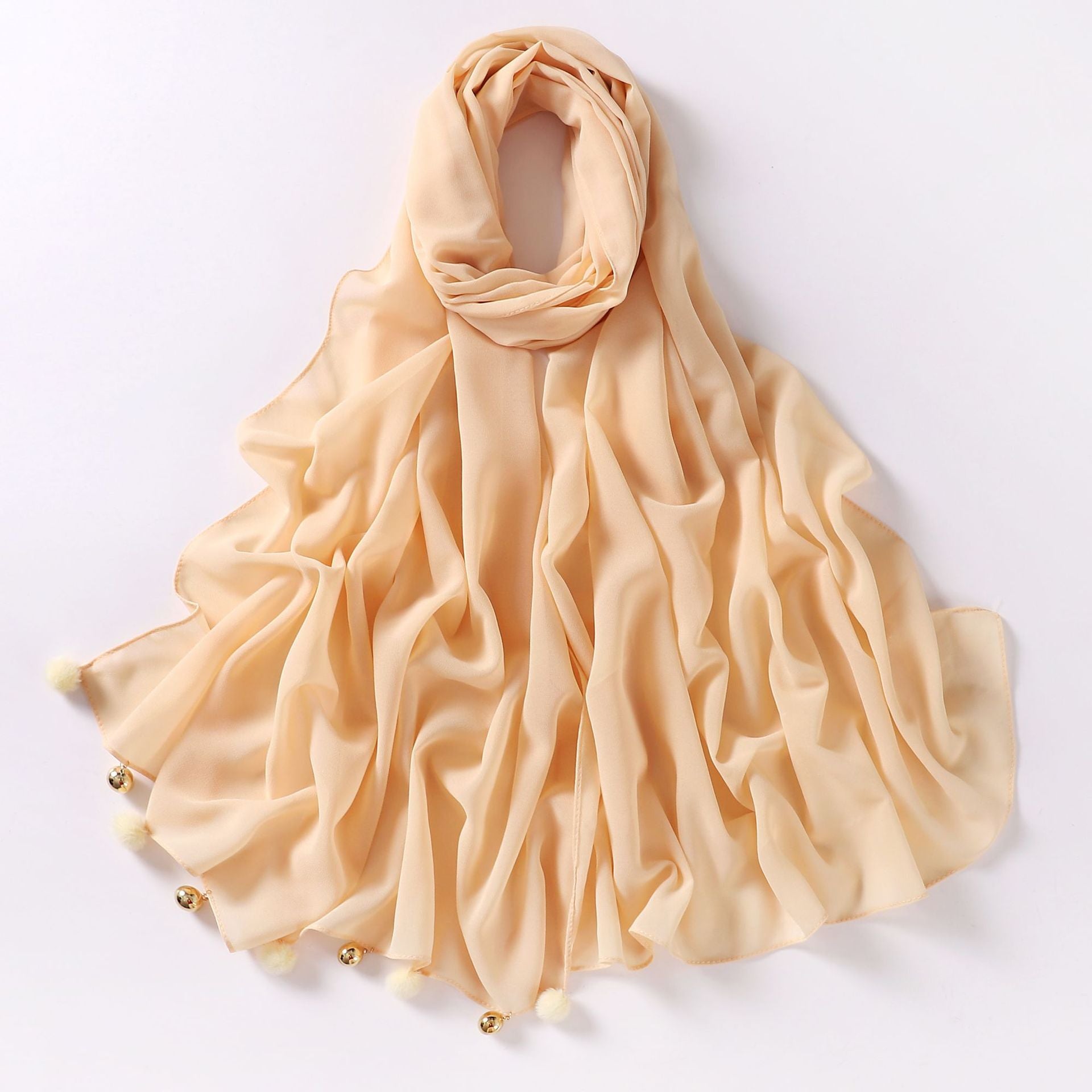 New pearl chiffon hanging hairball jewelry scarf Malaysian headscarf Middle East Africa hijab