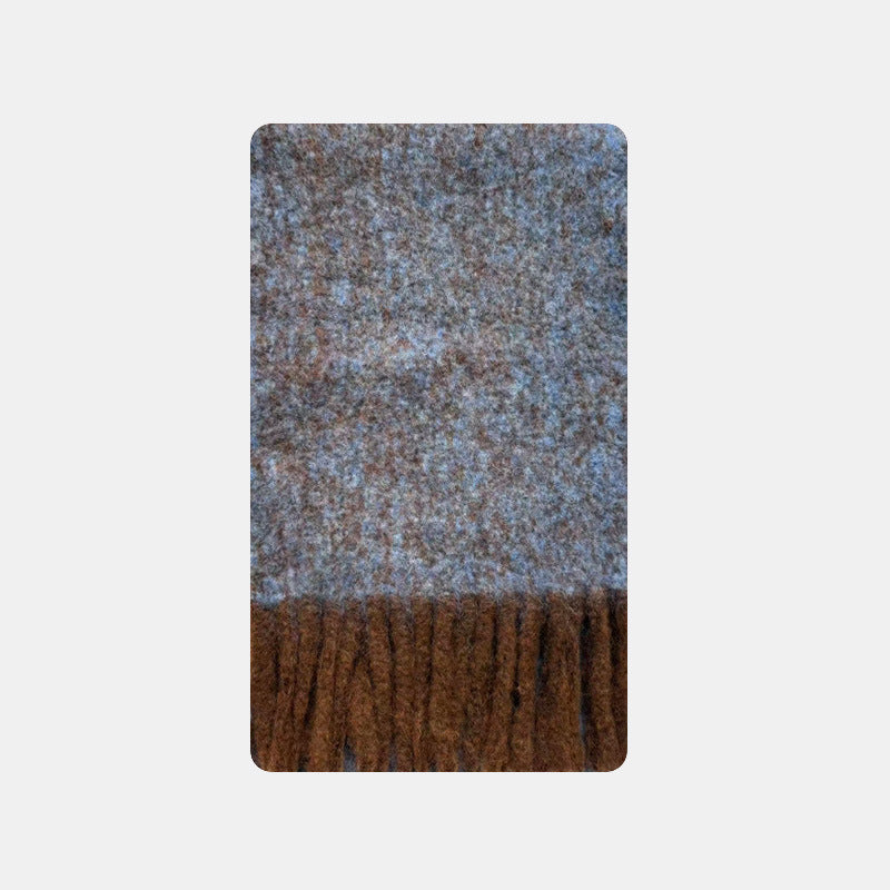 Alpaca wool blended tassel contrasting scarf women's autumn and winter Korean atmosphere scarf enlarged shawl