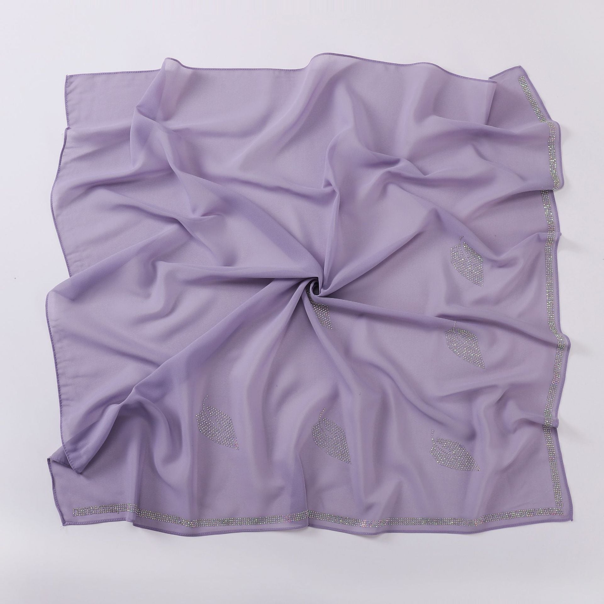 New Pearl Chiffon High Quality Middle East Hot Diamond Square Scarf 90 × 90cm Headscarf