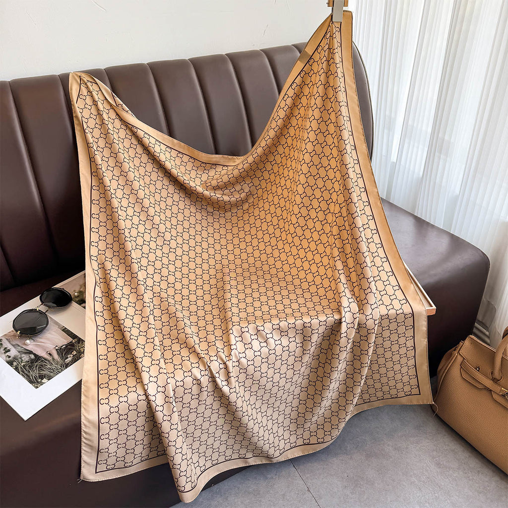 European and American fashion versatile letter twill printing scarf 90CM large square scarf classic versatile sunscreen shawl thin