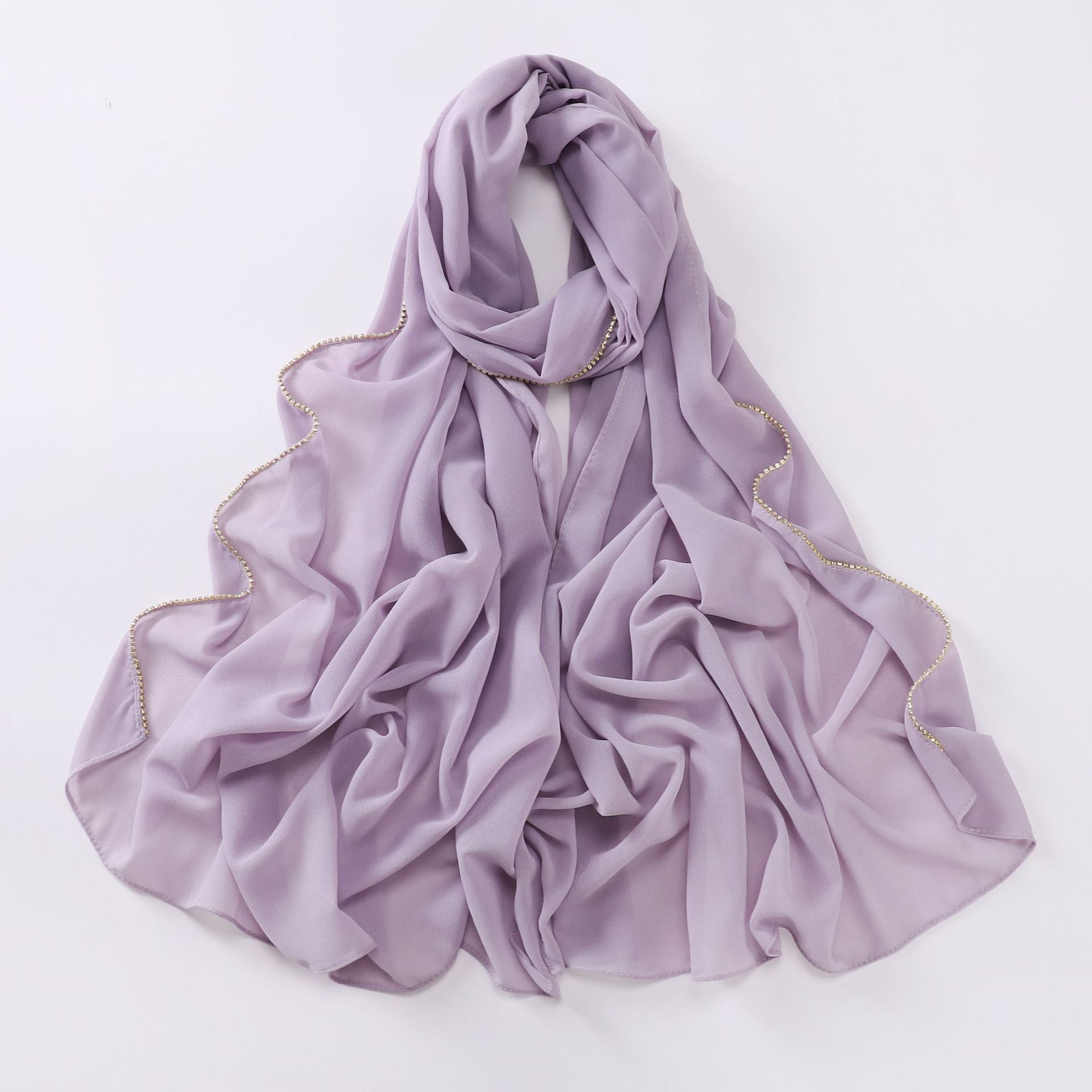 New Pearl Chiffon High Quality Diamond Claw Chain Scarf Yarn Middle East Africa Headscarf