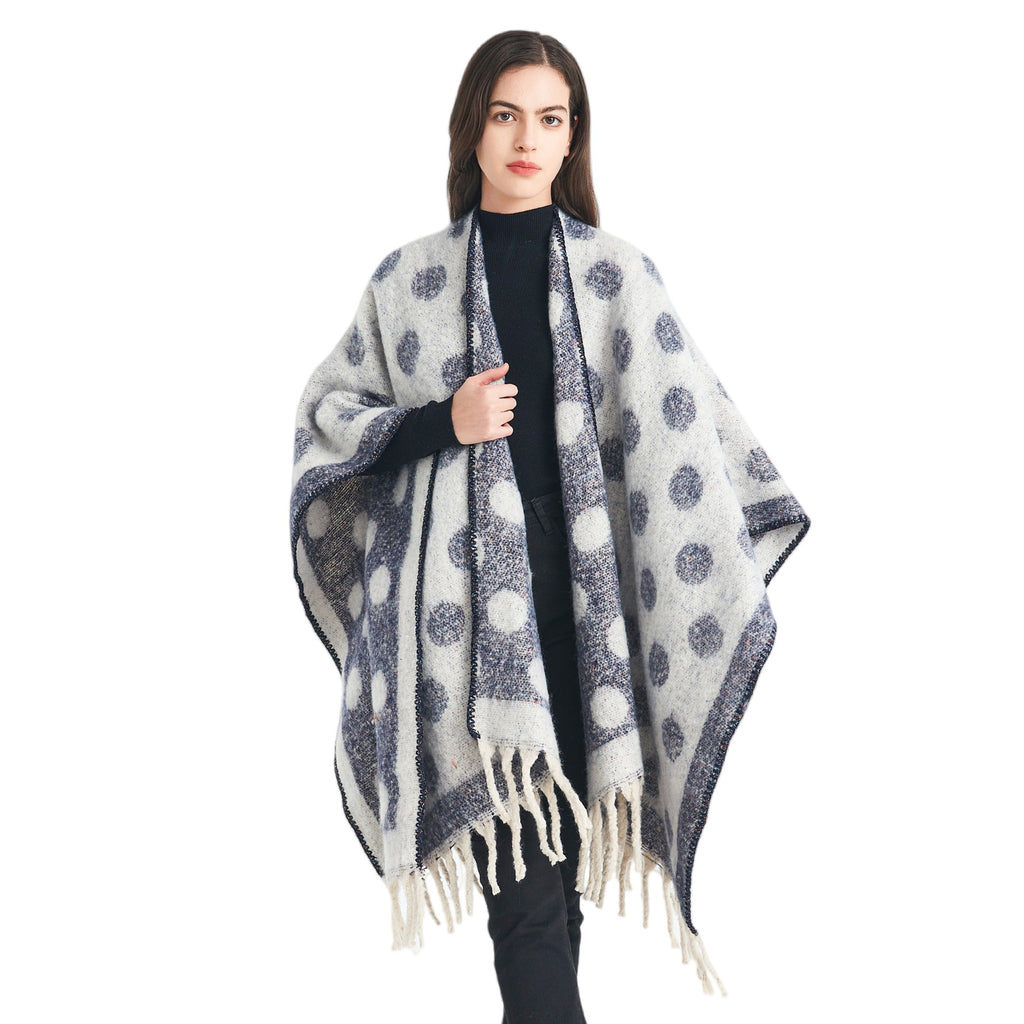 Shawl new European and American autumn and winter circle yarn imitation mohair thickened jacquard cross shawl