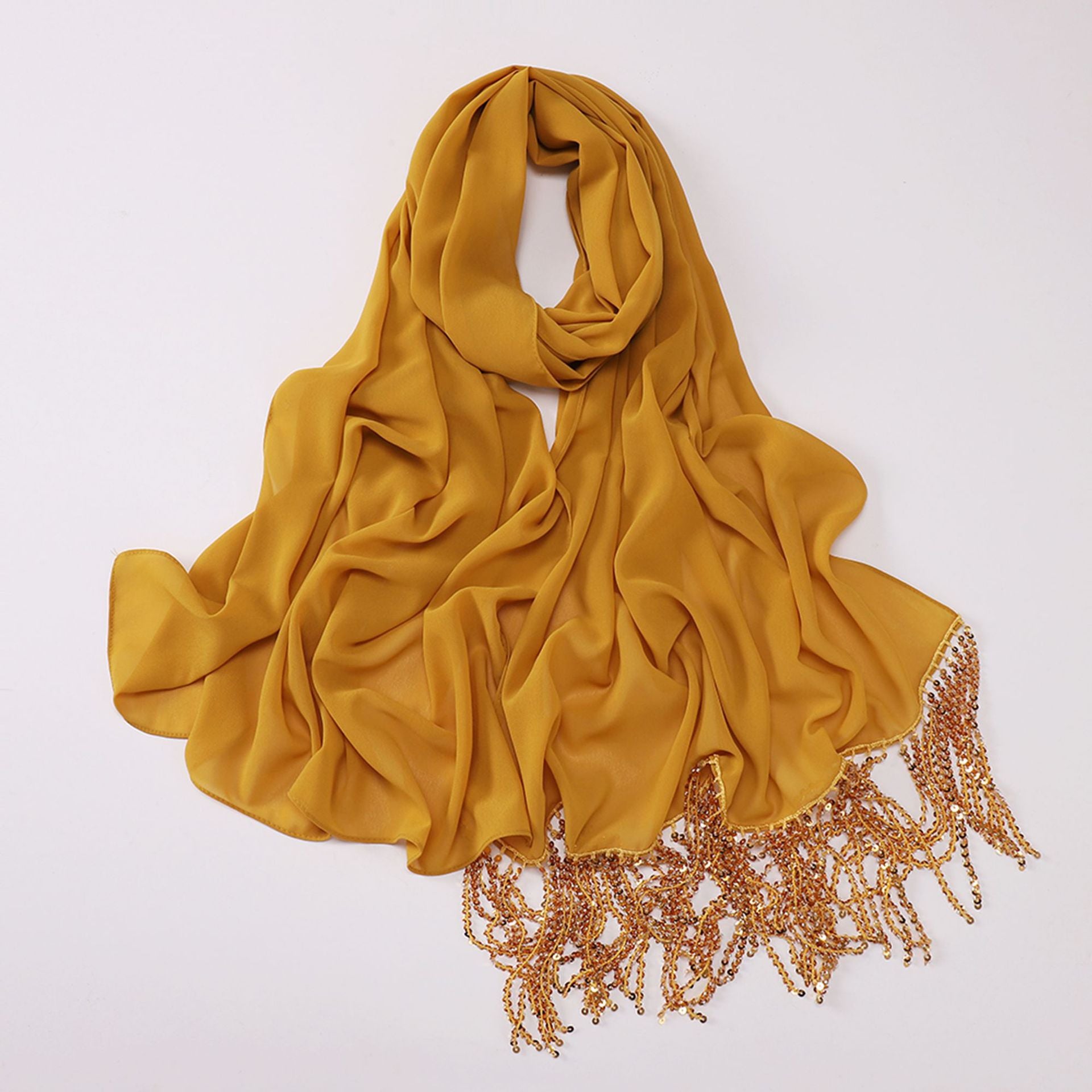 New Pearl Chiffon Headscarf Crystal Tassel Middle East and Africa Headscarf