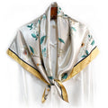 Elegant temperament women's decorative scarf, imitation silk satin plant flower flower printed silk scarf, bag head square scarf