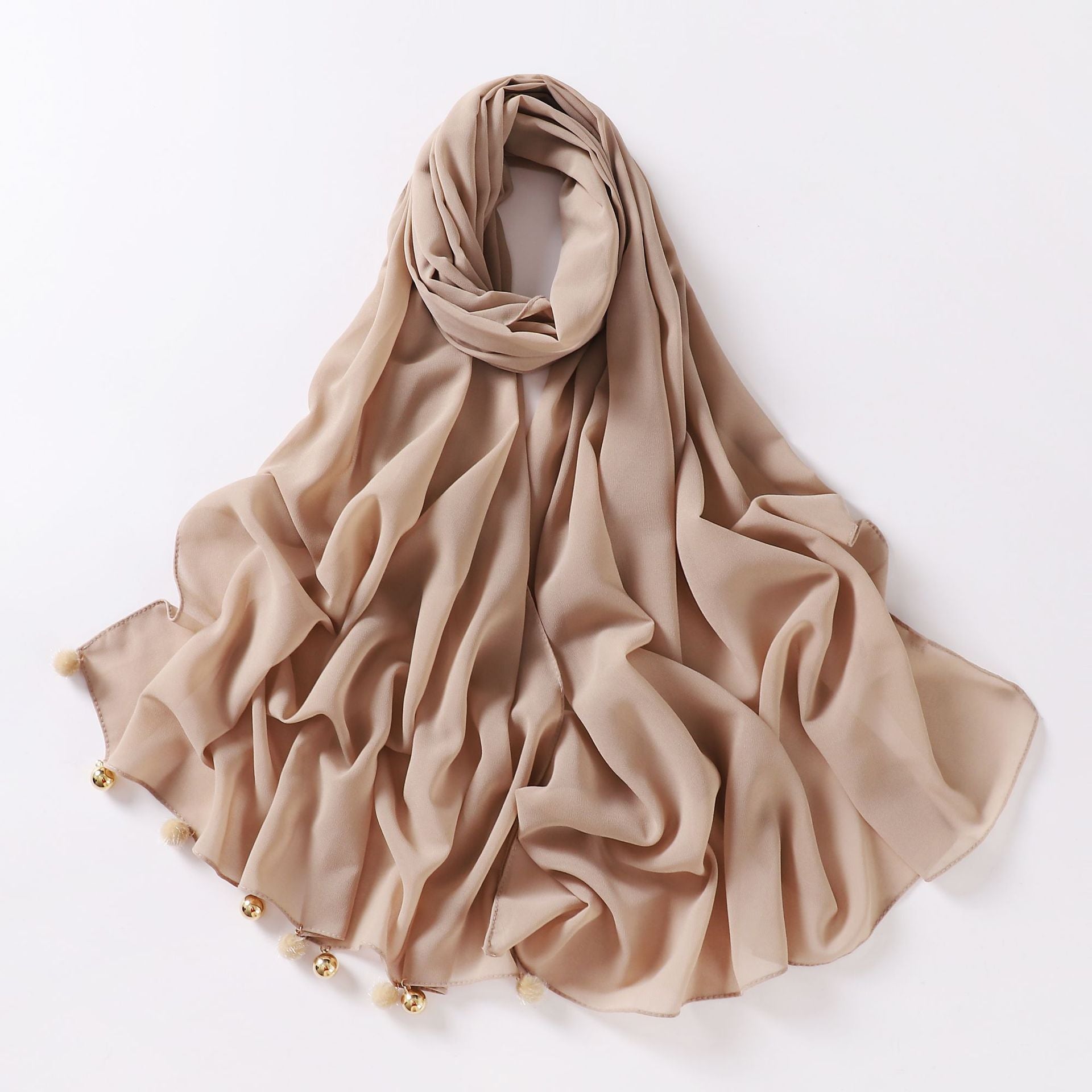 New pearl chiffon hanging hairball jewelry scarf Malaysian headscarf Middle East Africa hijab